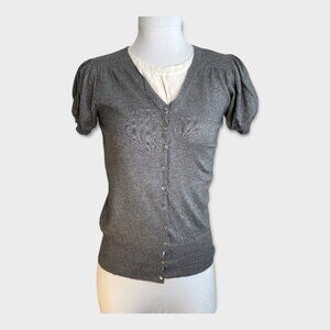 CARROLL Grey Button Up Short Sleeve Sweater Size‎ Small